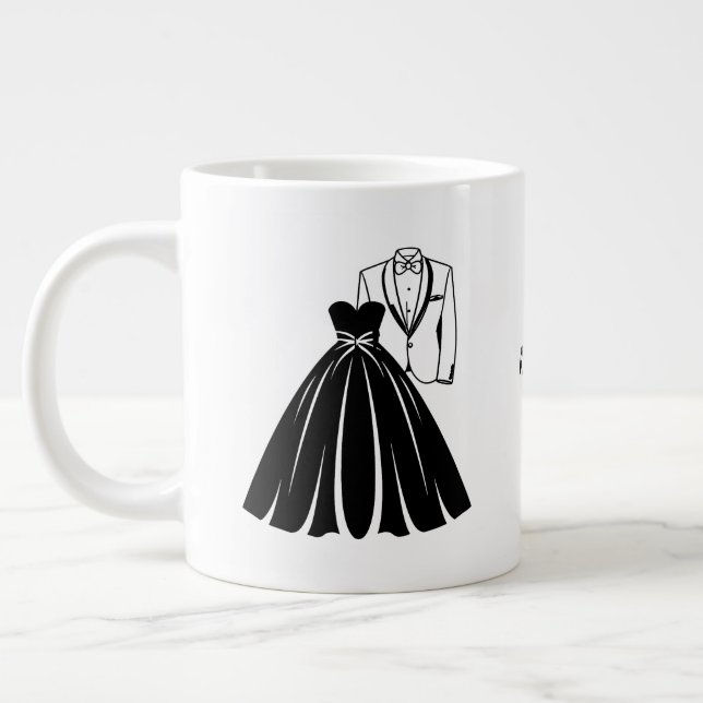 Taza De Café Gigante Silueta del vestido de novia y esmoquin (Izquierda)