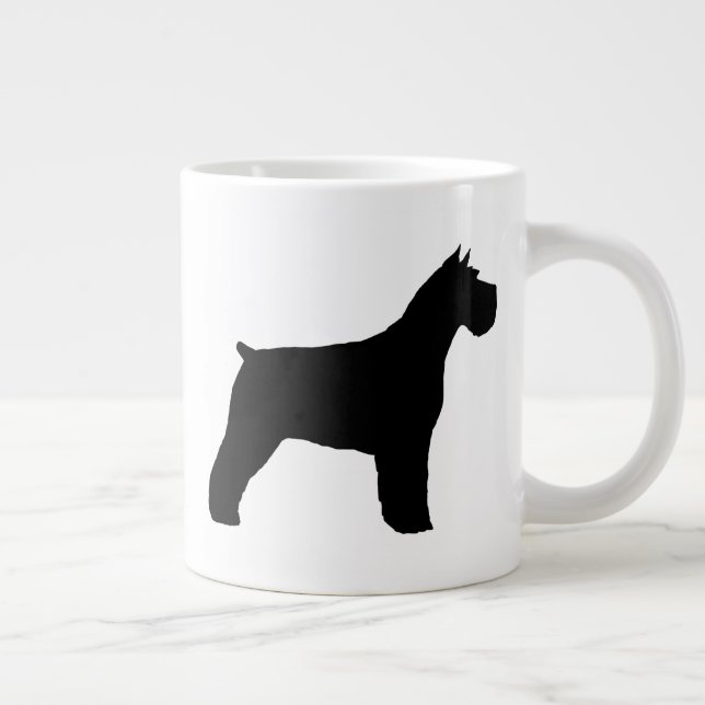 Taza De Café Gigante Siluetas de perro negro Schnauzer (Derecha)