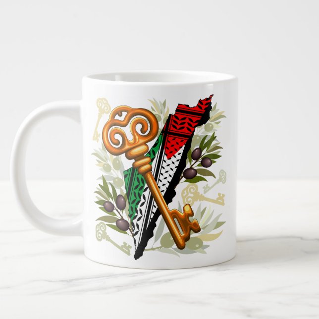 Taza De Café Gigante Símbolo clave palestino del derecho de retorno (Izquierda)