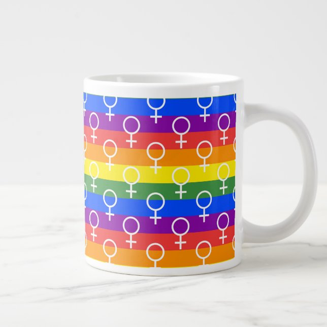 Taza De Café Gigante Símbolo femenino patrón arco iris (Derecha)
