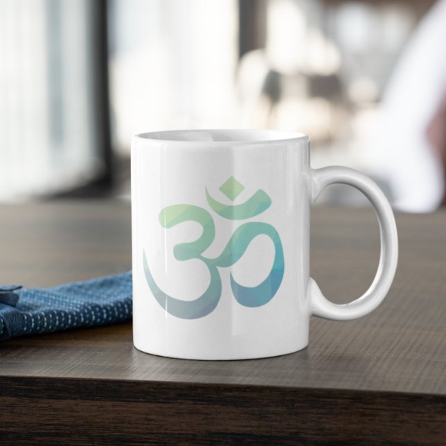 Taza De Café Gigante Símbolo Om Shanti verde geométrico azul Verde azul (Subido por el creador)