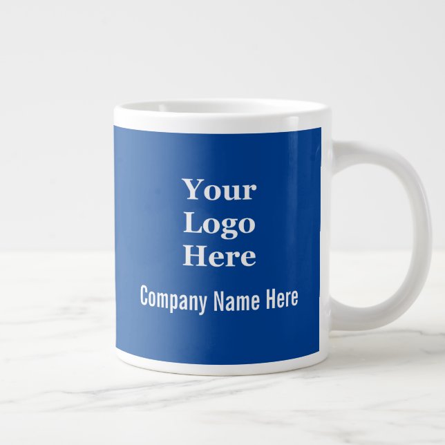 Taza De Café Gigante Simple azul profundo y blanco Su plantilla de logo (Derecha)