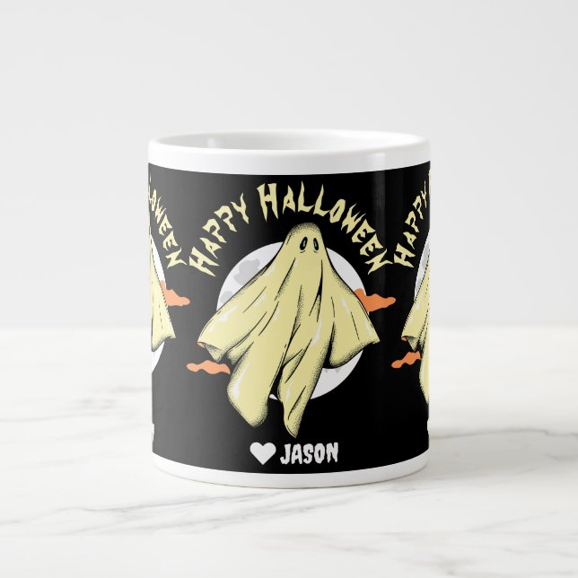 Taza De Café Gigante Simple Happy Halloween fantasma (Frente)