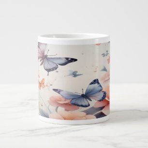 Taza De Café Gigante Sinfonía acuarela con mariposas graceitosas
