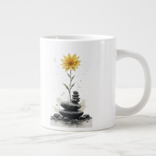 Taza De Café Gigante Sinfonía de Pétalos y Piedras