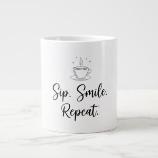 Taza De Café Gigante Sip. Sonríe. Repite. Minimalista Pastel Coffee Mug