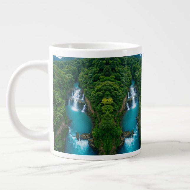 Taza De Café Gigante "Sips by the Falls - Cascada tropical (Izquierda)