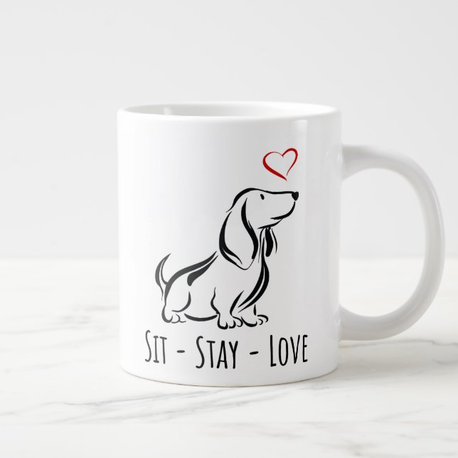 Taza De Café Gigante Sit-Stay-Love Basset Hound (Derecha)
