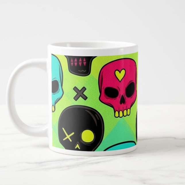 Taza De Café Gigante Skull Pattern Jumbo Specialty Mug (Izquierda)