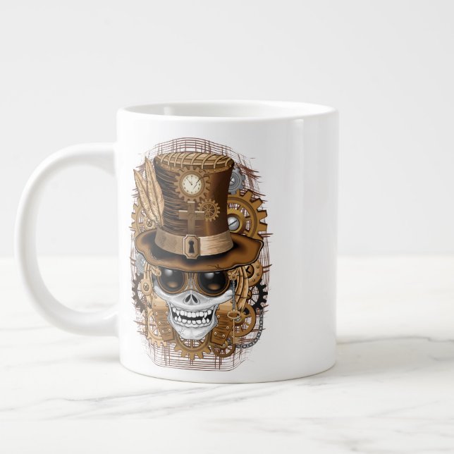 Taza De Café Gigante Skull Steampunk Voodoo Retro Machine (Izquierda)