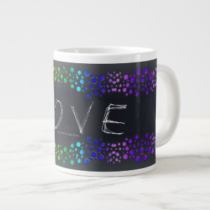 Taza De Café Gigante SlipperyJoe ama burbujas rojo naranja amarillo ver