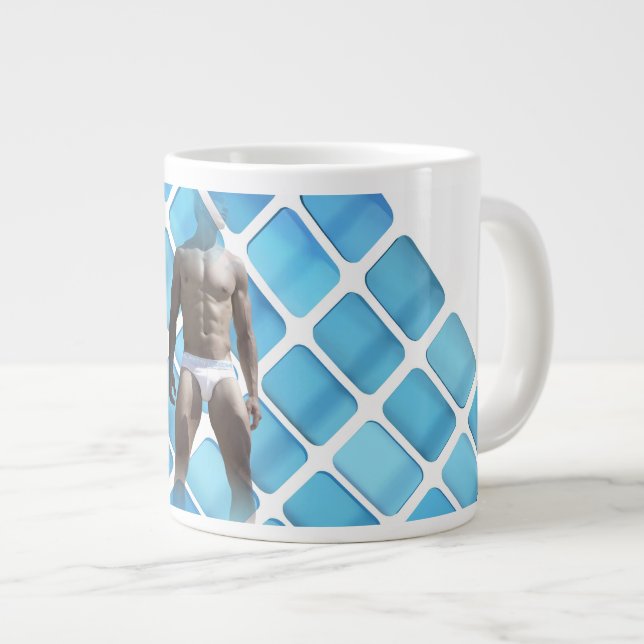 Taza De Café Gigante SlipperyJoe hombre muscular seis empates abs macho (Derecha)
