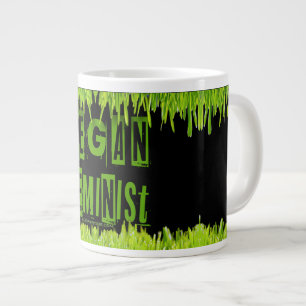 Taza De Café Gigante SlipperyJoe's atención vegana feminista que llama