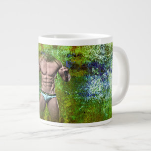 Taza De Café Gigante SlipperyJoe's blanco muscular hombre sexy speedo n