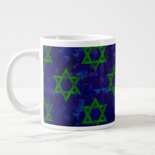Taza De Café Gigante SlipperyJoe's Hanukkah filas verdes Estrellas de D