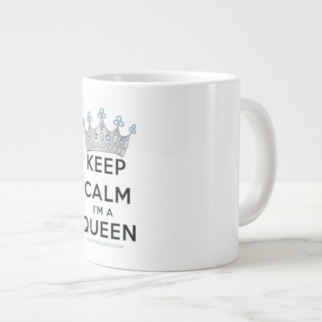 Taza De Café Gigante SlipperyJoe's Keep Calm Queen Royal Crown jewels a (Derecha)