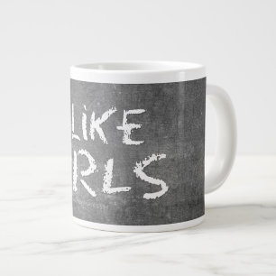 Taza De Café Gigante SlipperyJoe's Me gustan las chicas pizarra sucia o