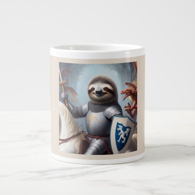 Taza De Café Gigante Sloth Knight contra los dragones (Frente)