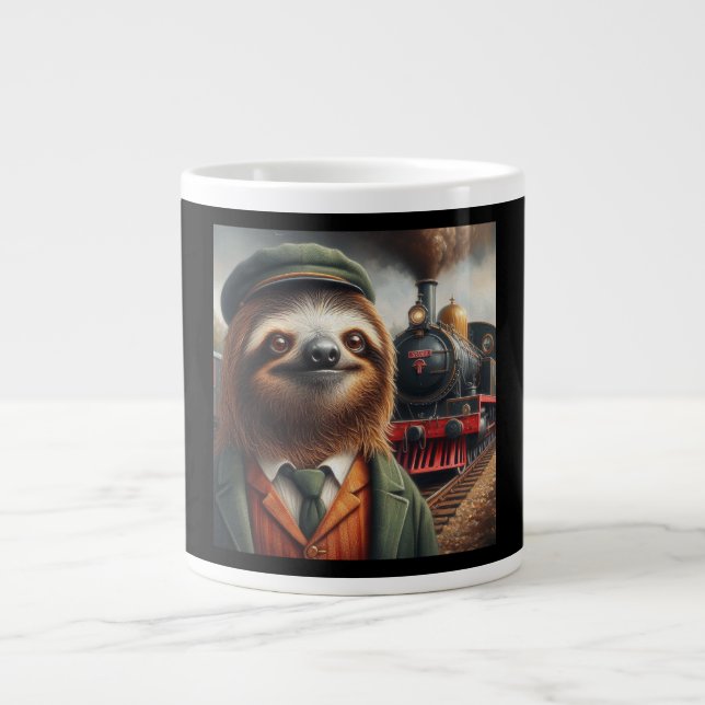 Taza De Café Gigante Sloth Train Engineer (Frente)