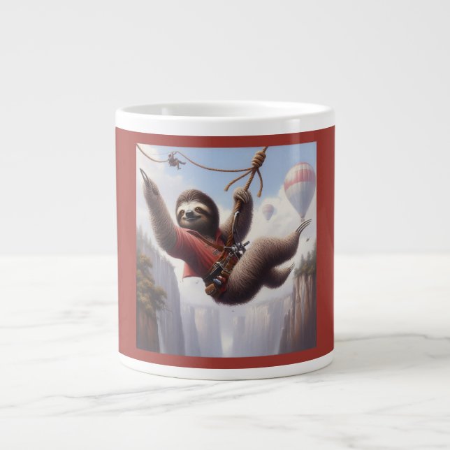 Taza De Café Gigante Sloth Ziplining (Frente)