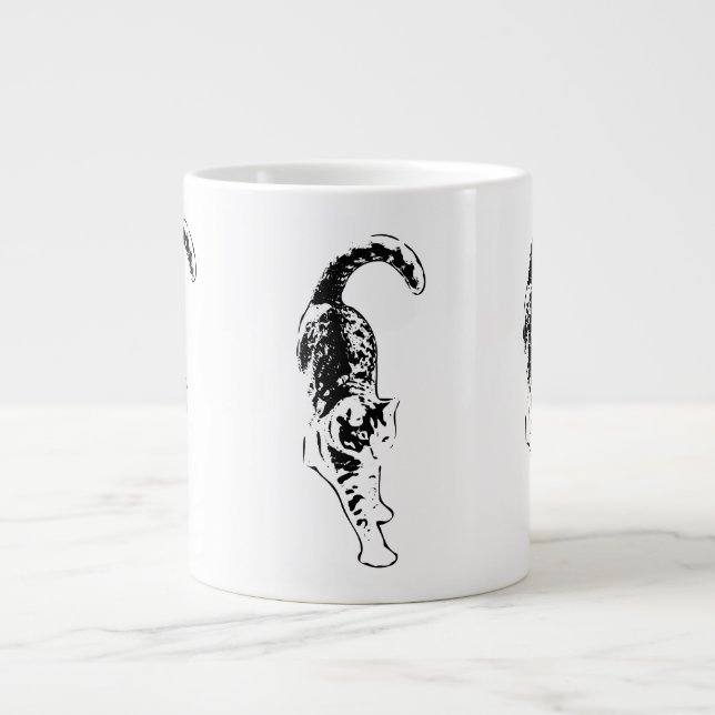 Taza De Café Gigante Slow Stretch Tabby Cat Mug (Frente)