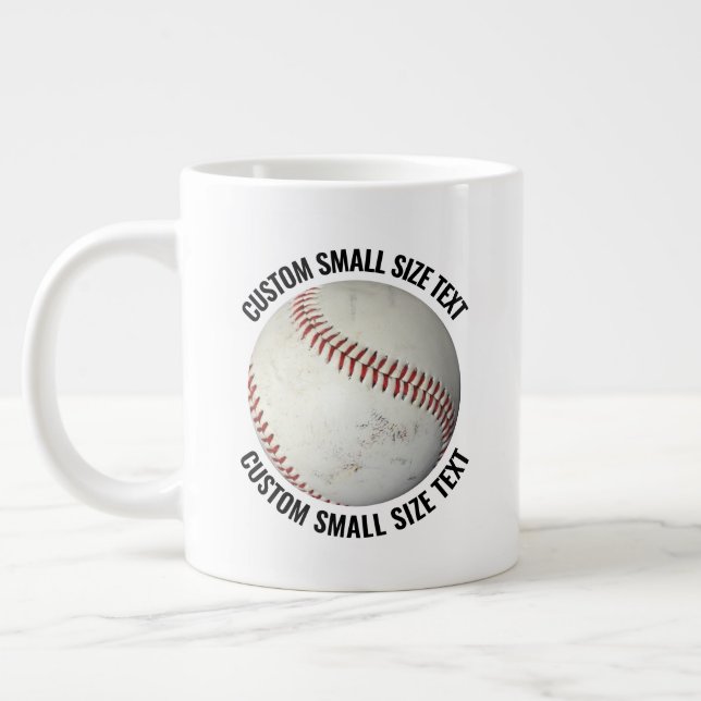Taza De Café Gigante Small Size Personalized Text Baseball Custom (Izquierda)