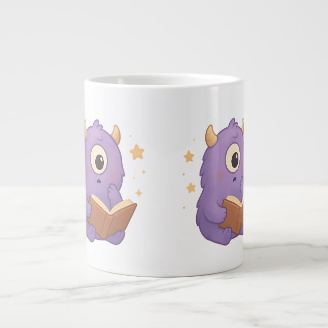 Taza De Café Gigante Smart Reading Monster Kids Mug — Purple Study (Frente)