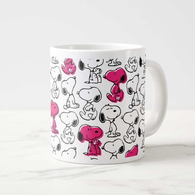Taza De Café Gigante Snoopy Black & Magenta Pattern (Derecha)