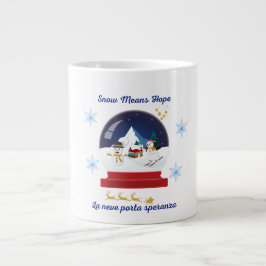Taza De Café Gigante Snow Means Hope – Bilingual Snow Globe Holiday