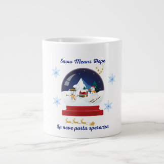 Taza De Café Gigante Snow Means Hope – Bilingual Snow Globe Holiday