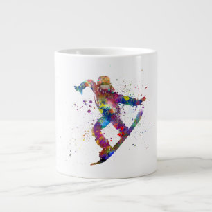 Taza De Café Gigante Snowboard en acuarela