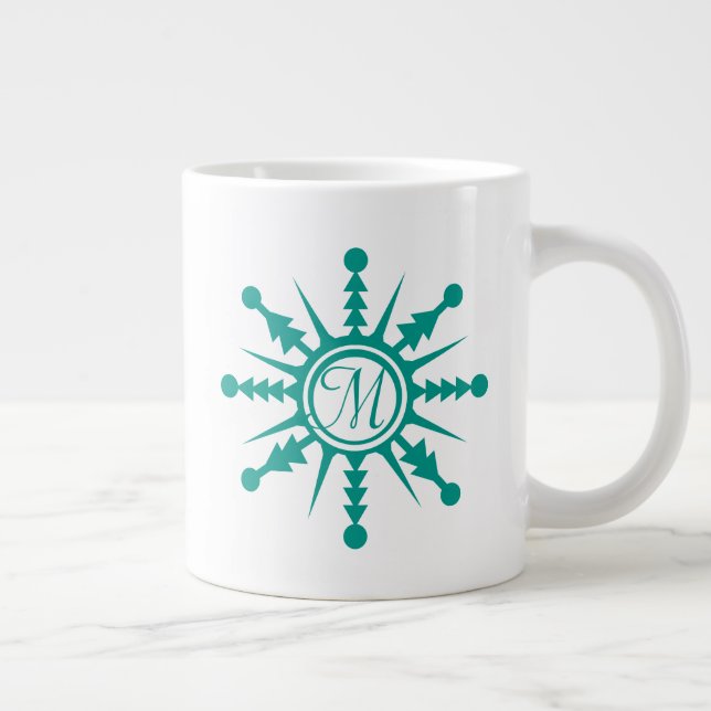 Taza De Café Gigante Snowflakes Geometrical Inital Name (Derecha)