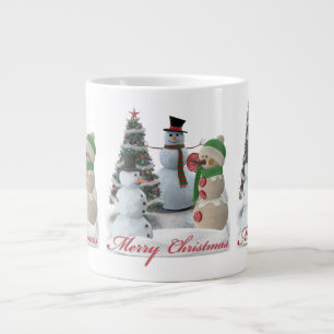 Taza De Café Gigante SnowPals Feliz guión rojo de Navidad