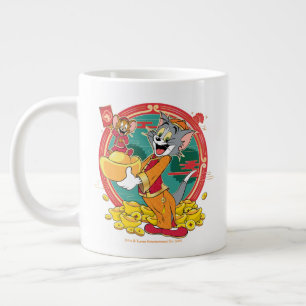 Taza De Café Gigante Sobre rojo Tom y Jerry New Years