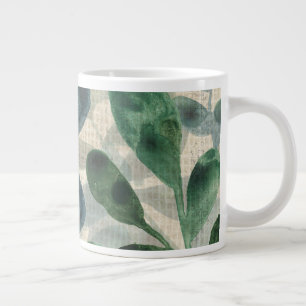 Taza De Café Gigante Sofisticación verde: hojas tropicales