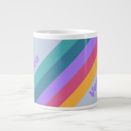 Taza De Café Gigante Soft Pansy Dream Stripes with Name