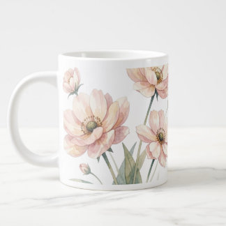 Taza De Café Gigante Soft Pink Floral Watercolor Bouquet Art