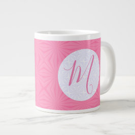 Taza De Café Gigante Soft Pink Squiggly Squares Personalized Initial