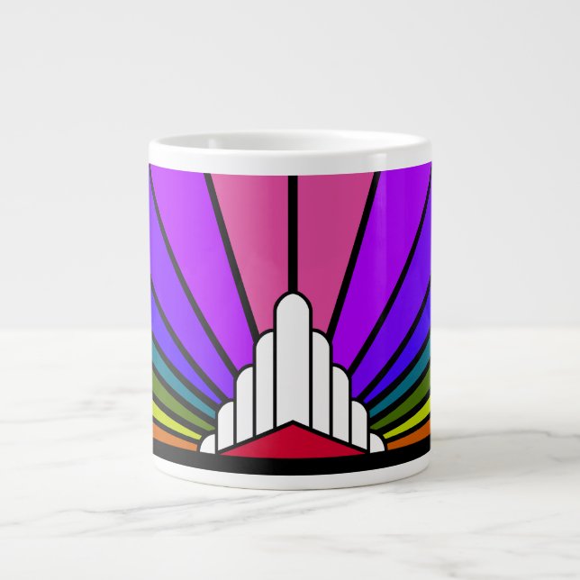Taza De Café Gigante Sol Art Decó en arco iris (Frente)