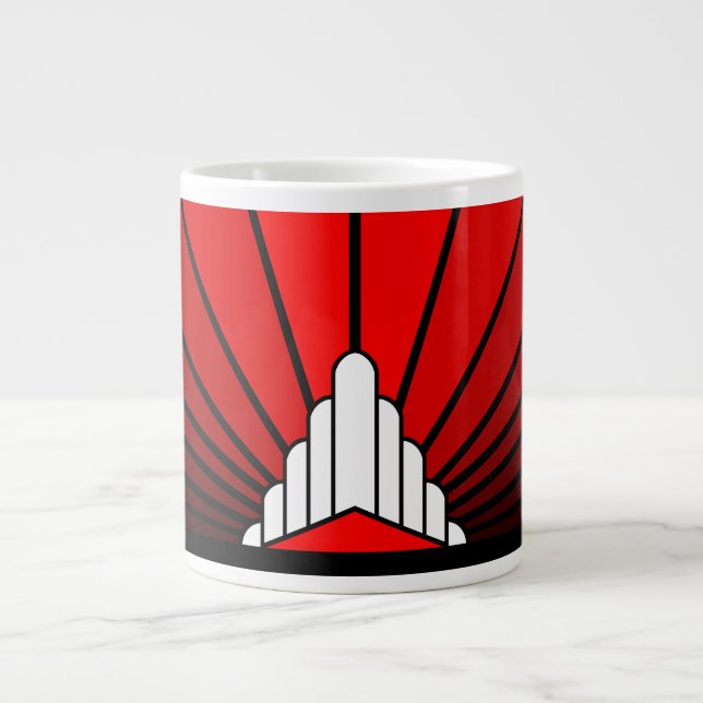 Taza De Café Gigante Sol Art Decó en rojo (Frente)