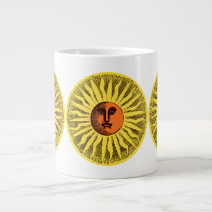 Taza De Café Gigante Sol Hippie Feliz Sonriente Amarillo Celestial Vint