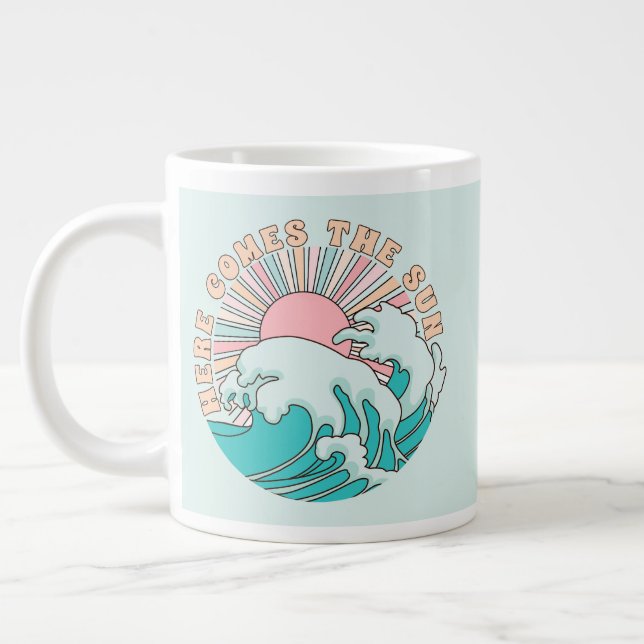 Taza De Café Gigante Sol y surf en la playa de verano (Izquierda)