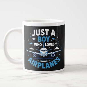 Taza De Café Gigante Solo un chico que ama los aviones