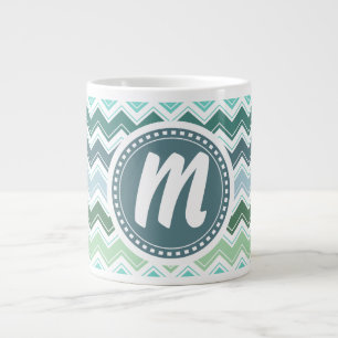 Taza De Café Gigante Sombras del modelo elegante verde de Chevron
