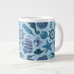 Taza De Café Gigante Sombras náuticas del modelo azul
