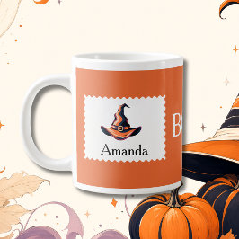 Taza De Café Gigante Sombrero de bruja naranja personalizado