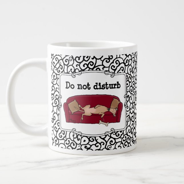 Taza De Café Gigante Sombrero Greyhound (flautista) Perro Lazy Sleeping (Izquierda)