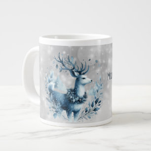 Taza De Café Gigante Son Merry Christmas Blue Modern Deer