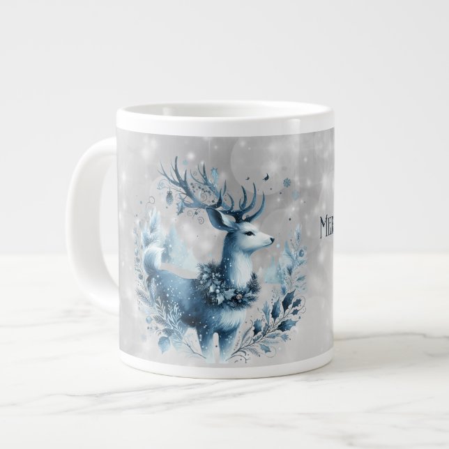 Taza De Café Gigante Son Merry Christmas Blue Modern Deer (Izquierda)