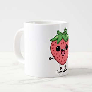 Taza De Café Gigante Soy Berry Happy lindo kawaii fresa saltando
